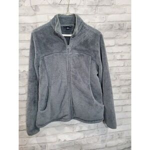 Lands End Gray Fleece Full Zip Jacket Womens S‎ Small 6-8 EUC 4 Pockets